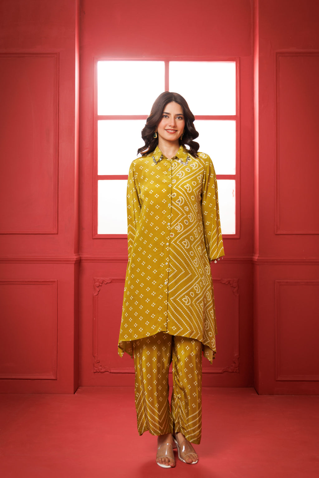 Green Bandhani Modal Silk Co-ord Set