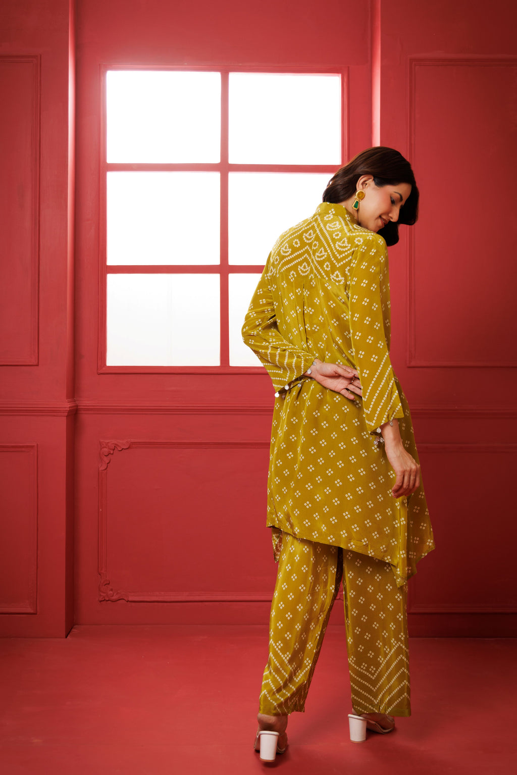 Green Bandhani Modal Silk Co-ord Set