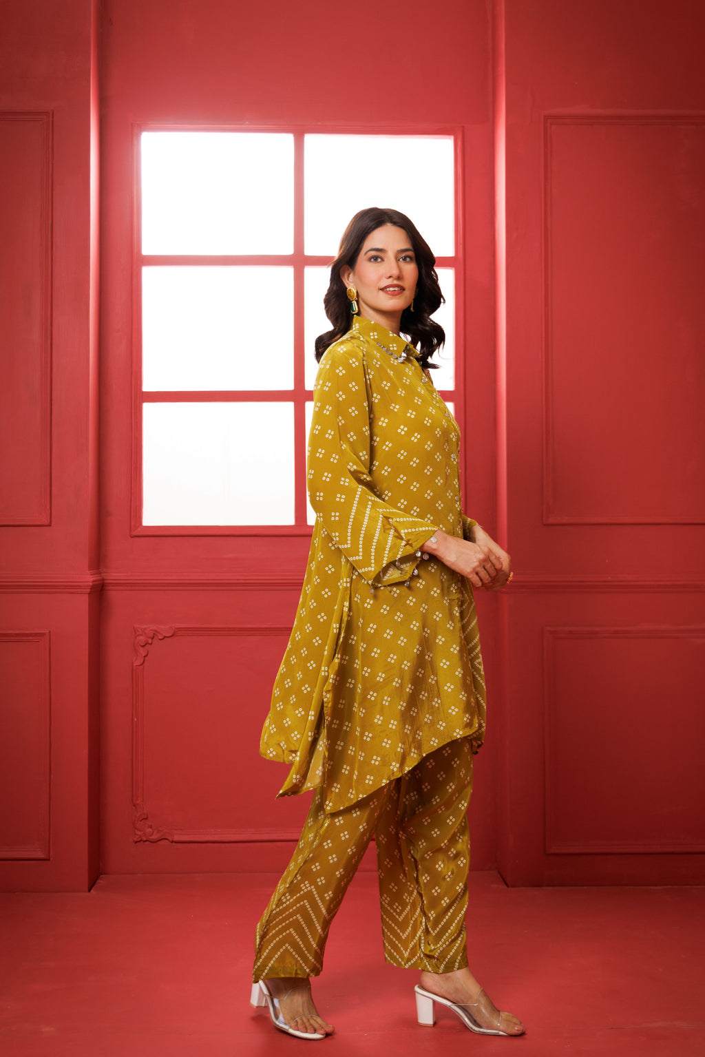 Green Bandhani Modal Silk Co-ord Set