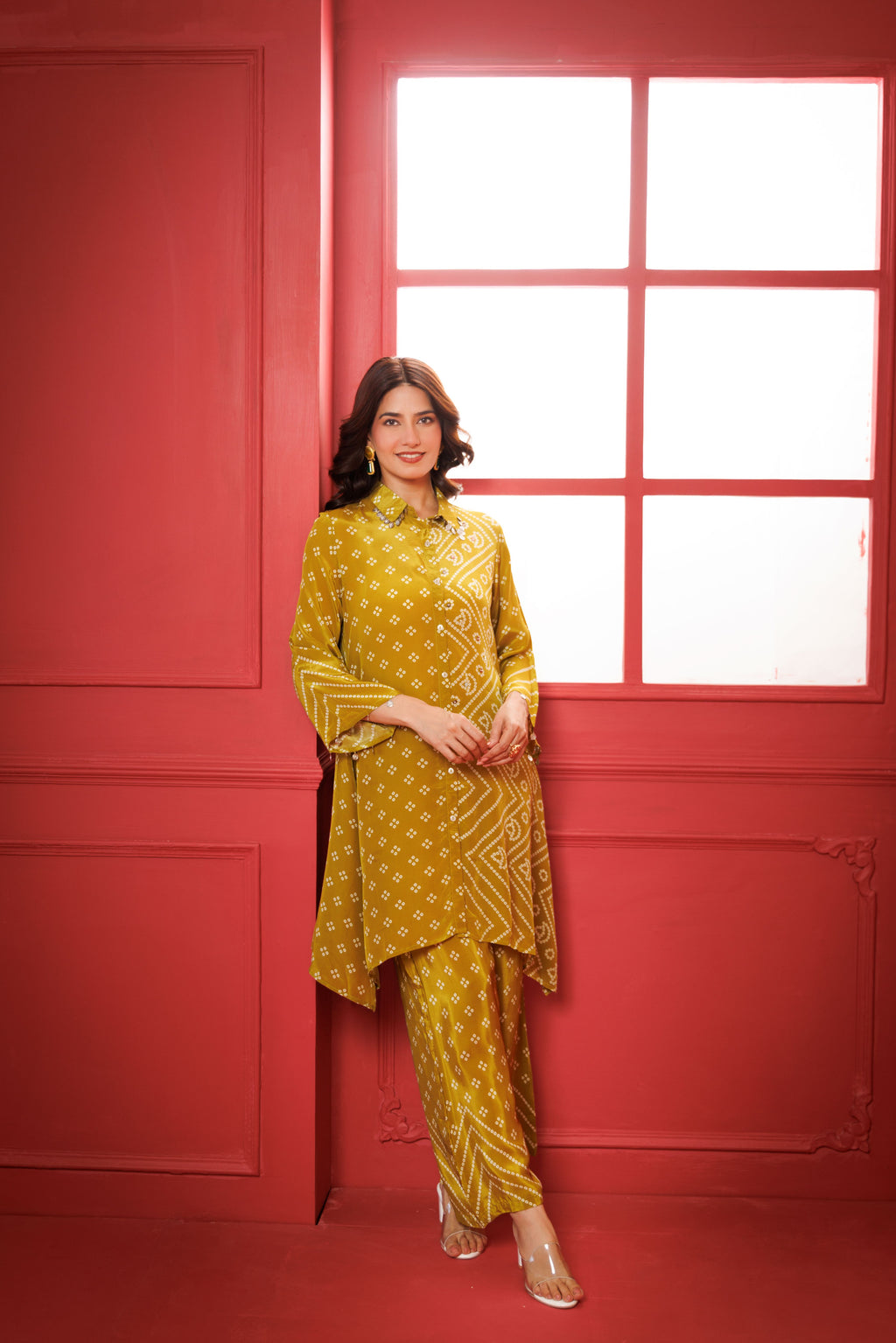 Green Bandhani Modal Silk Co-ord Set