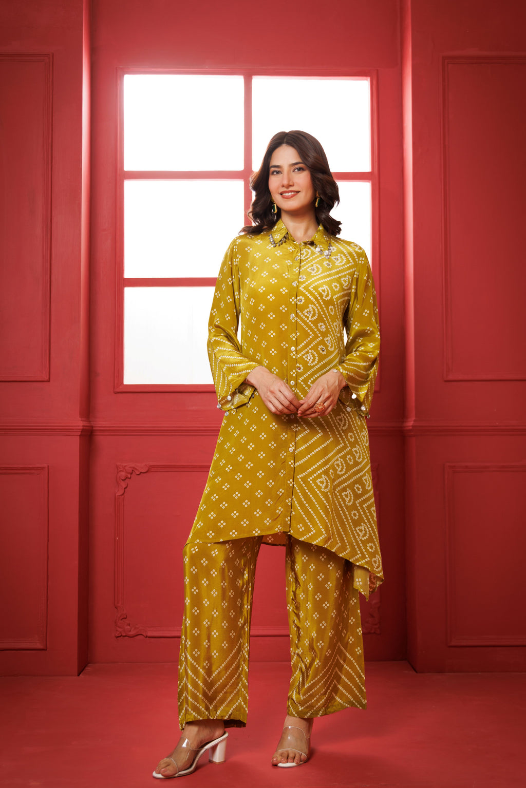 Green Bandhani Modal Silk Co-ord Set