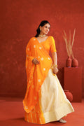 Yellow Leheriya Chinon Embroidered Lehenga Set