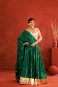 Green Silk Crinkle Lehenga Set
