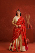 Off-White Tissue Bandhani Lehenga Set