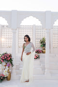 Off White Chiffon Mukaish Saree