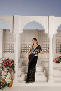 Black Georgette Gota Saree
