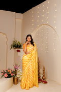 Yellow Leheriya Tussar Silk Gota Patti Saree