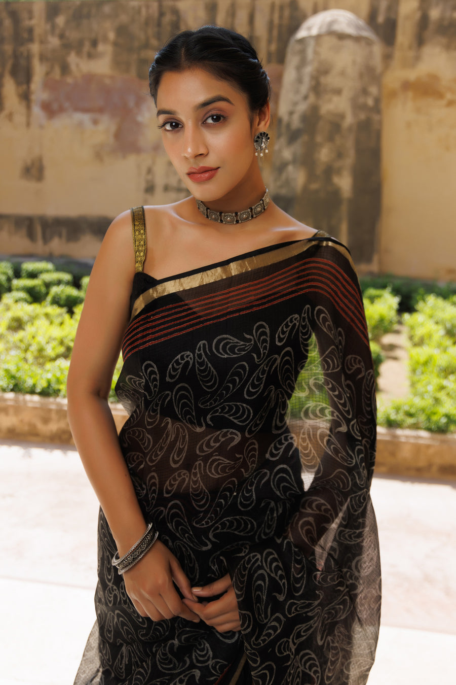 Black Hand Dyed Leheriya Pure Kota Silk Saree With Zari Border