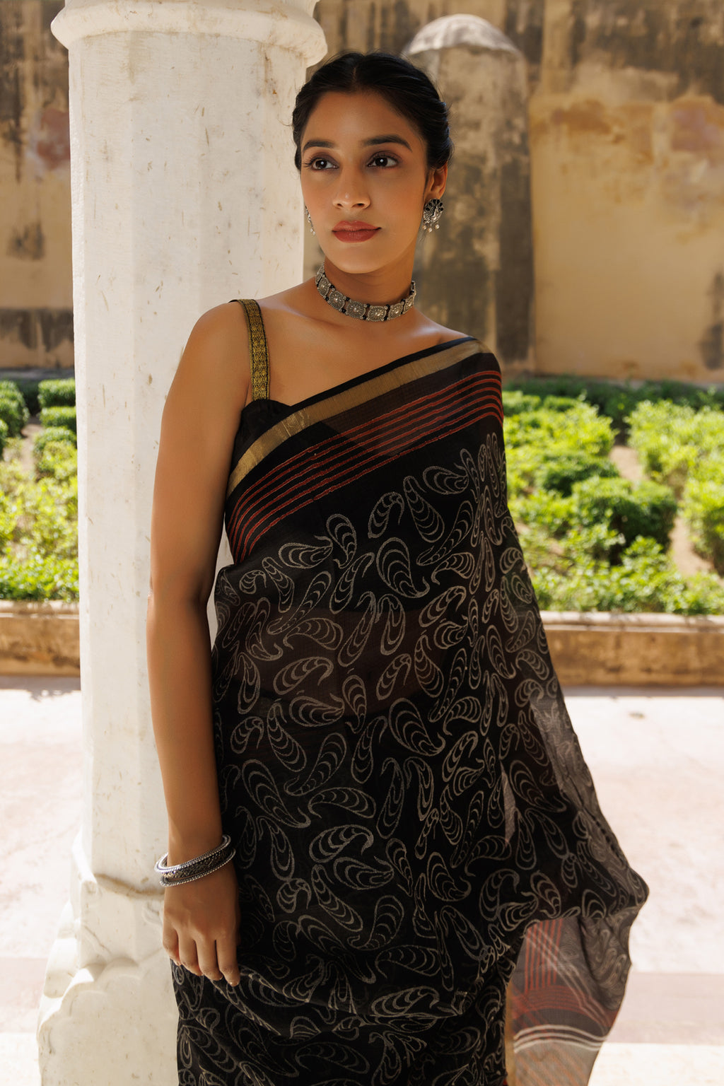 Black Hand Dyed Leheriya Pure Kota Silk Saree With Zari Border