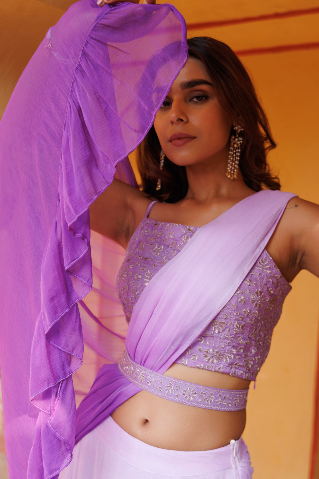 Rani Hot Pink Lycra Ready to Wear Saree with Mirrorwork Blouse –  PRIYACHHABRIASTORE