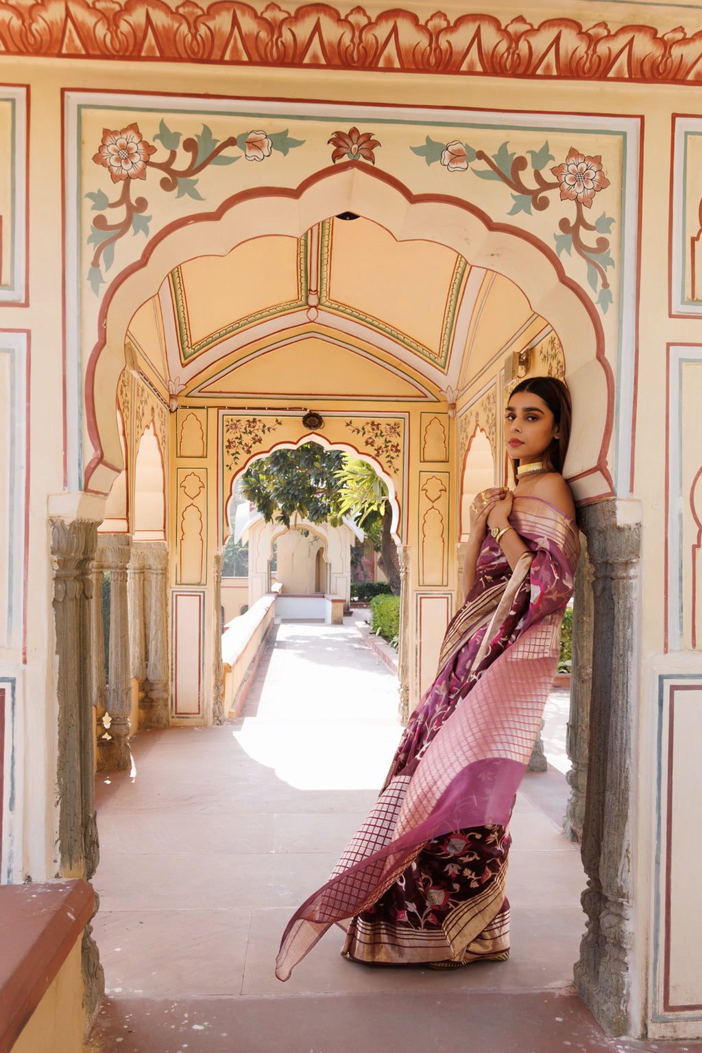 Wine Shaded Handwoven Zari Work Pure Kota Silk Saree