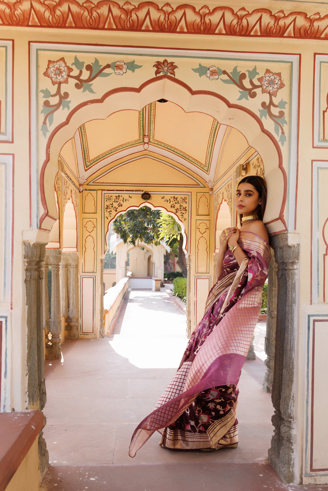 Wine Shaded Handwoven Zari Work Pure Kota Silk Saree