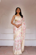 Off White Handwoven Zari Work Pure Kota Silk Saree