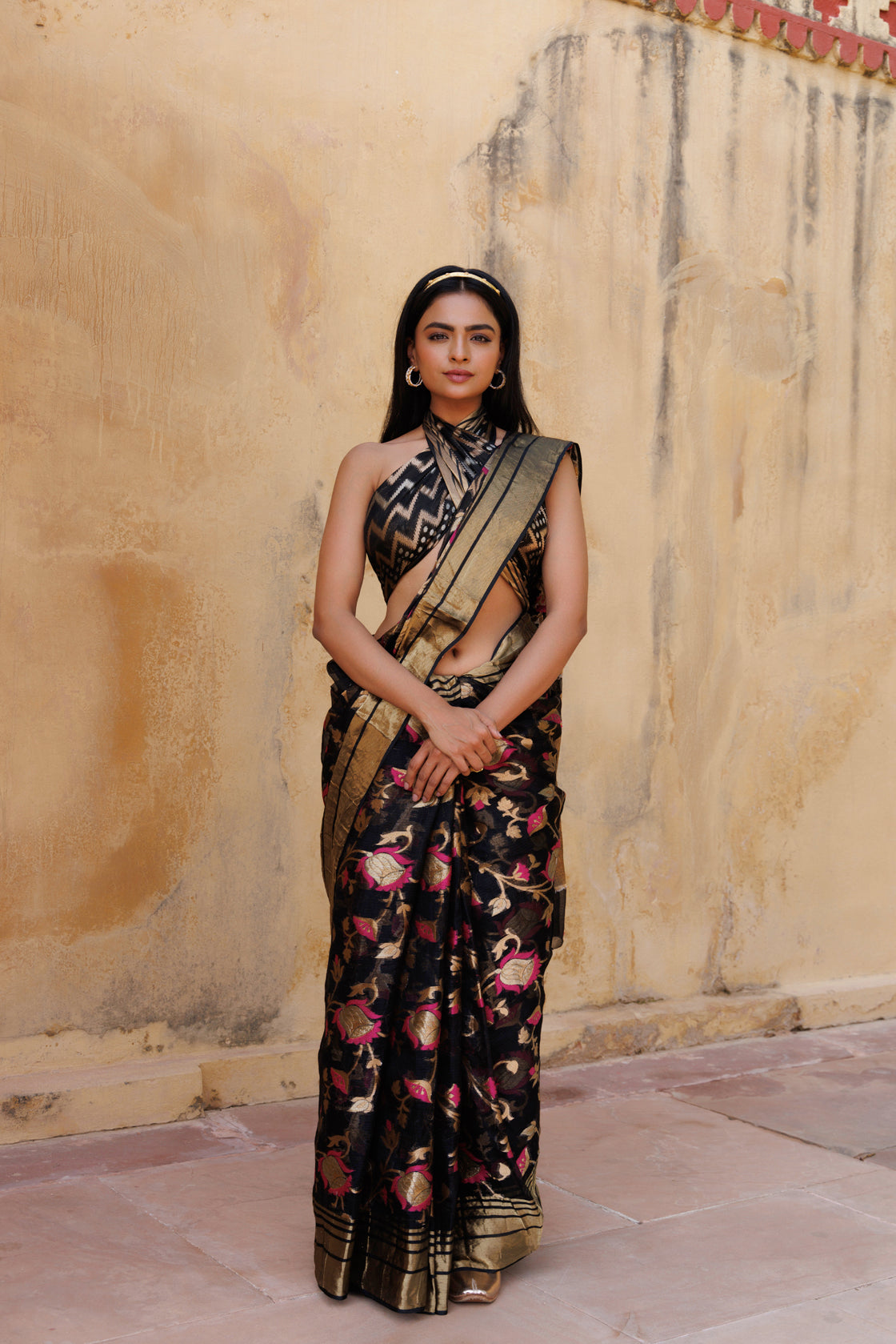 Black Handwoven Zari Work Pure Kota Silk Saree