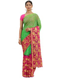 Green Bandhani Chiffon Saree