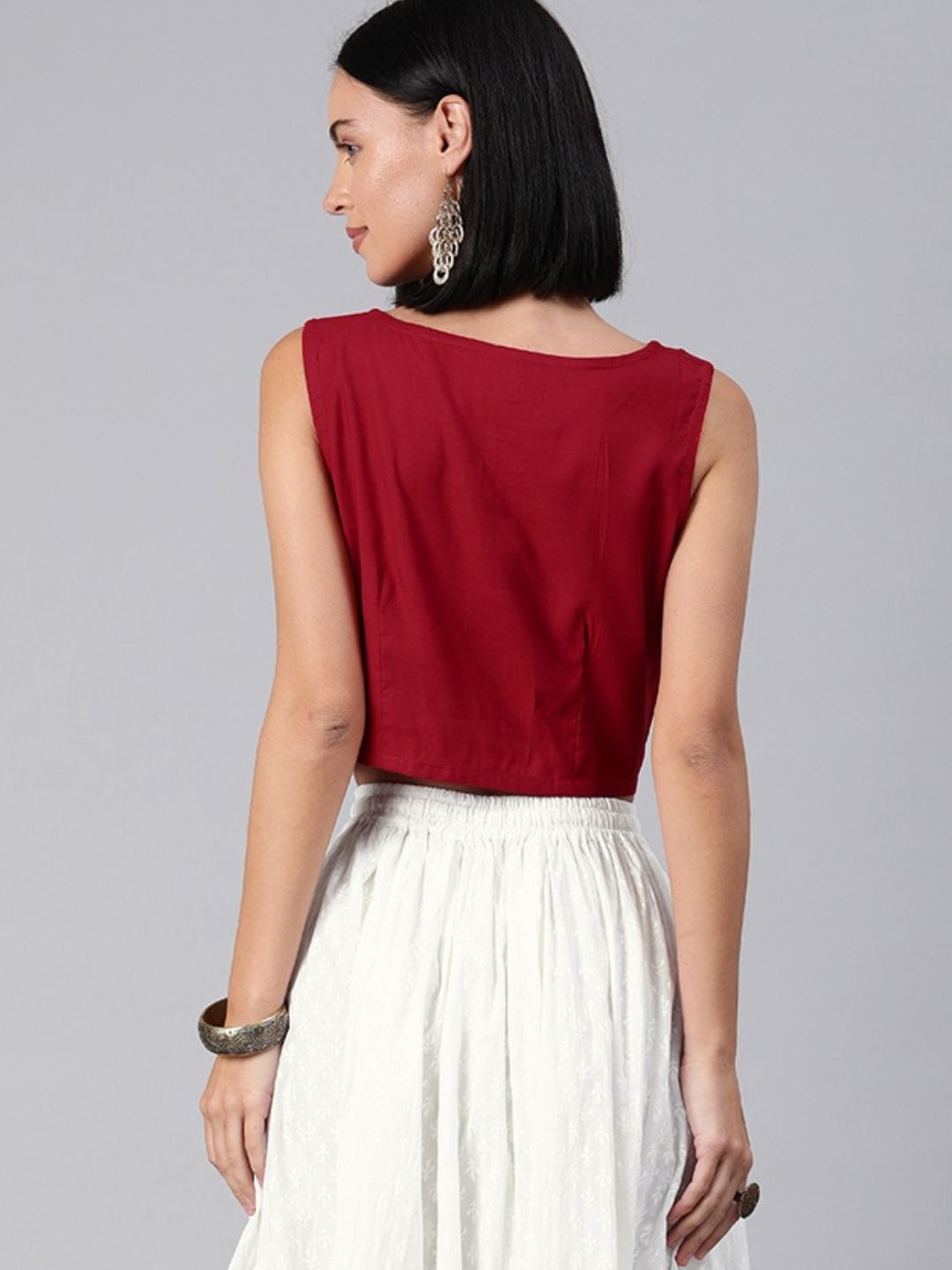 Boat Neck Sleeveless Crop Top