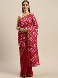 Maroon Bandhani Zari Work Art Silk Saree