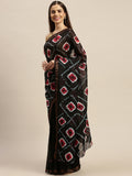 Black Bandhani Art Silk Saree With Border