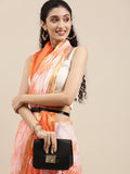Orange Hand Dyed Leheriya Zari Border Kota Doria Silk Saree