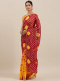 Hand Dyed Black & Red Bandhani Kota Silk Saree