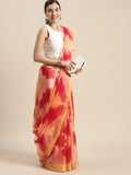 Red Shibori Print Zari Border Kota Doria Silk Saree