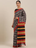 Black & Red Hand Block Printed Bagru Cotton Sustainable Saree