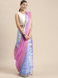 Pink & Blue Shaded Hand Dyed Shibori Art Kota Silk Saree