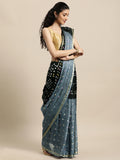 Black Shaded Bandhani Art Silk Saree With Zari Border