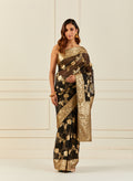 Black Handcrafted Zari Woven Organza Banarasi Saree