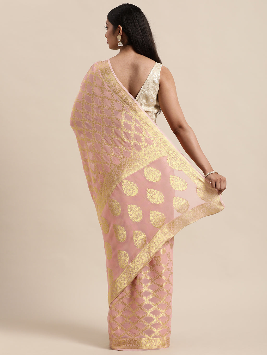 Pink Floral Printed Georgette Saree