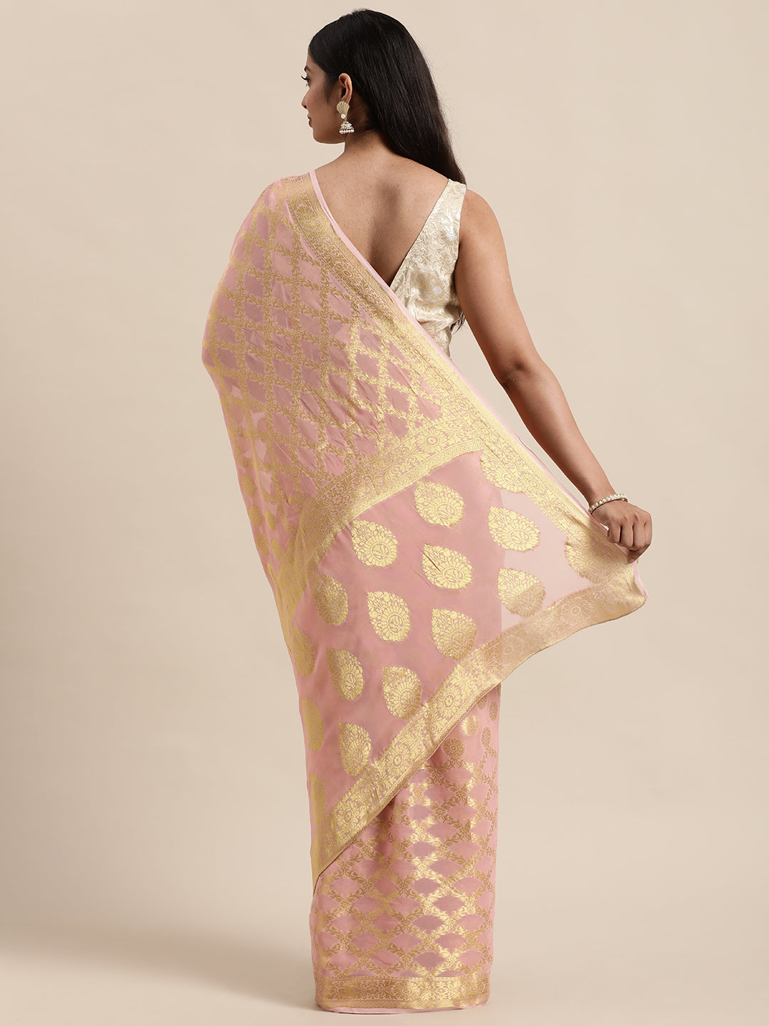 Pink Floral Printed Georgette Saree