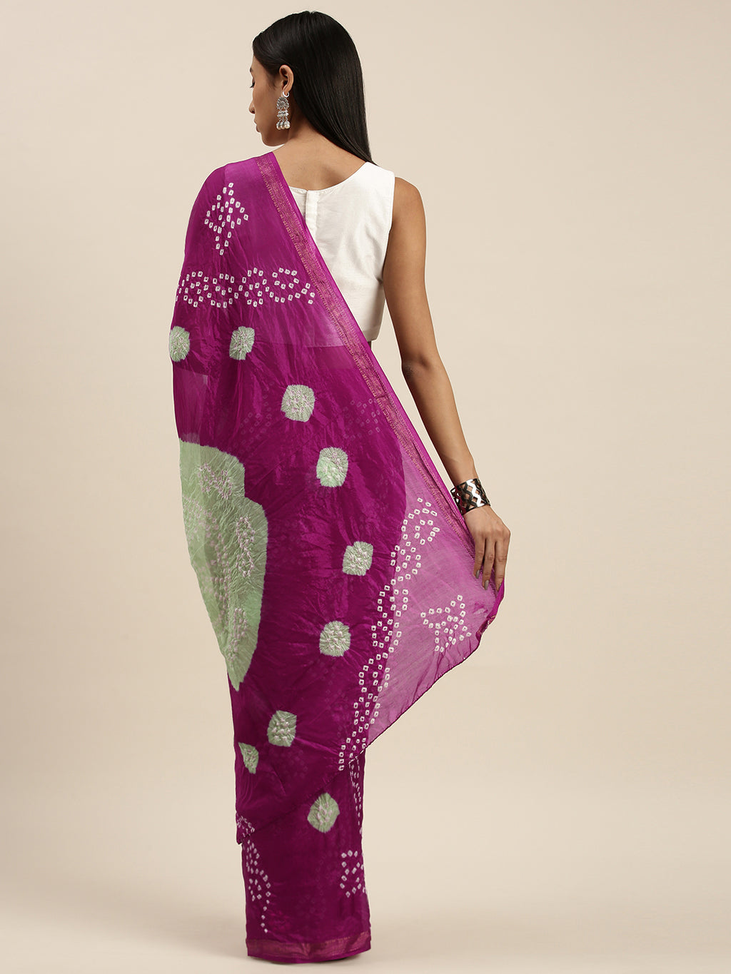 Magenta Bandhani Art Silk Bandhani Saree