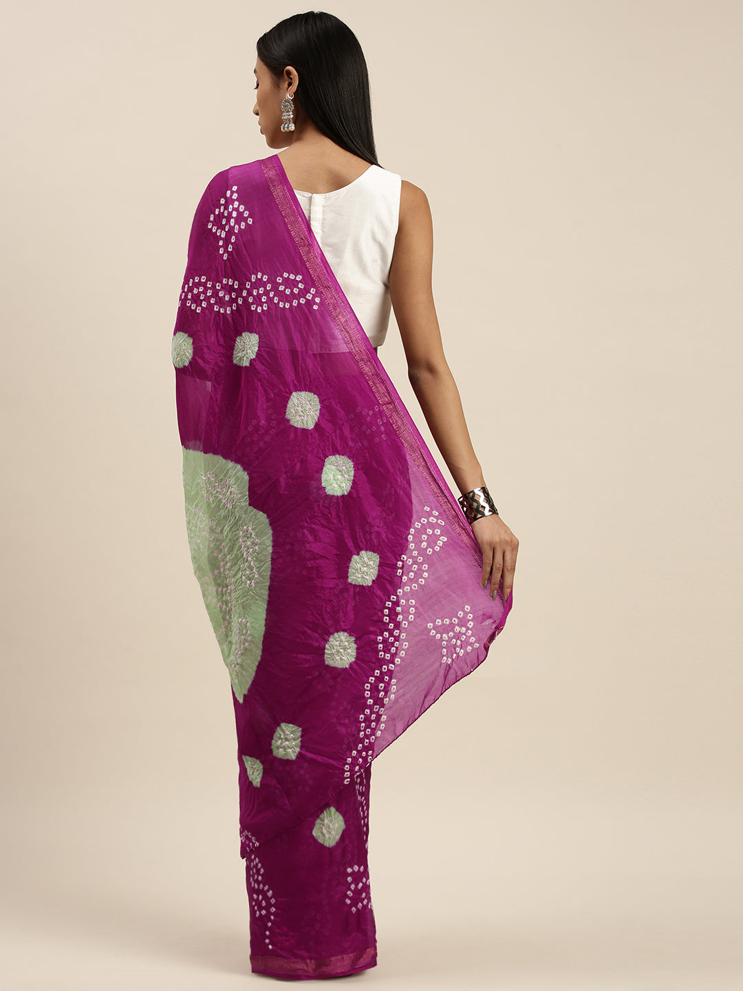 Magenta Bandhani Art Silk Bandhani Saree