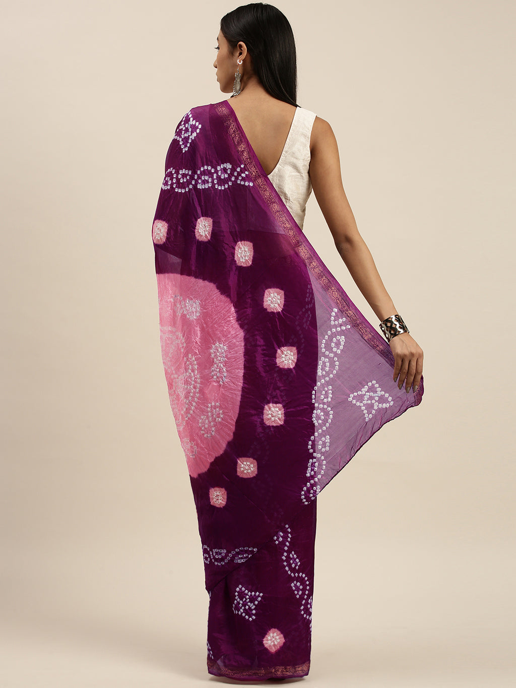 Pink Bandhani Art Silk Bandhani Saree