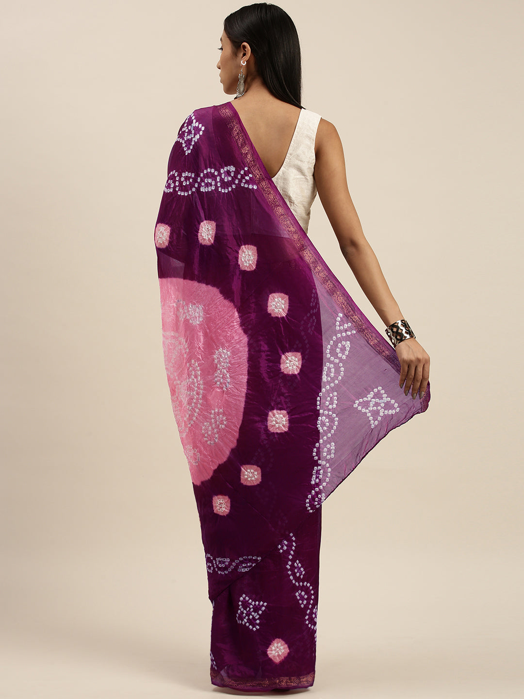 Pink Bandhani Art Silk Bandhani Saree