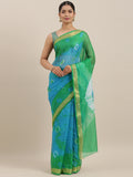 Blue Bandhani Zari Border Kota Doria Silk Saree
