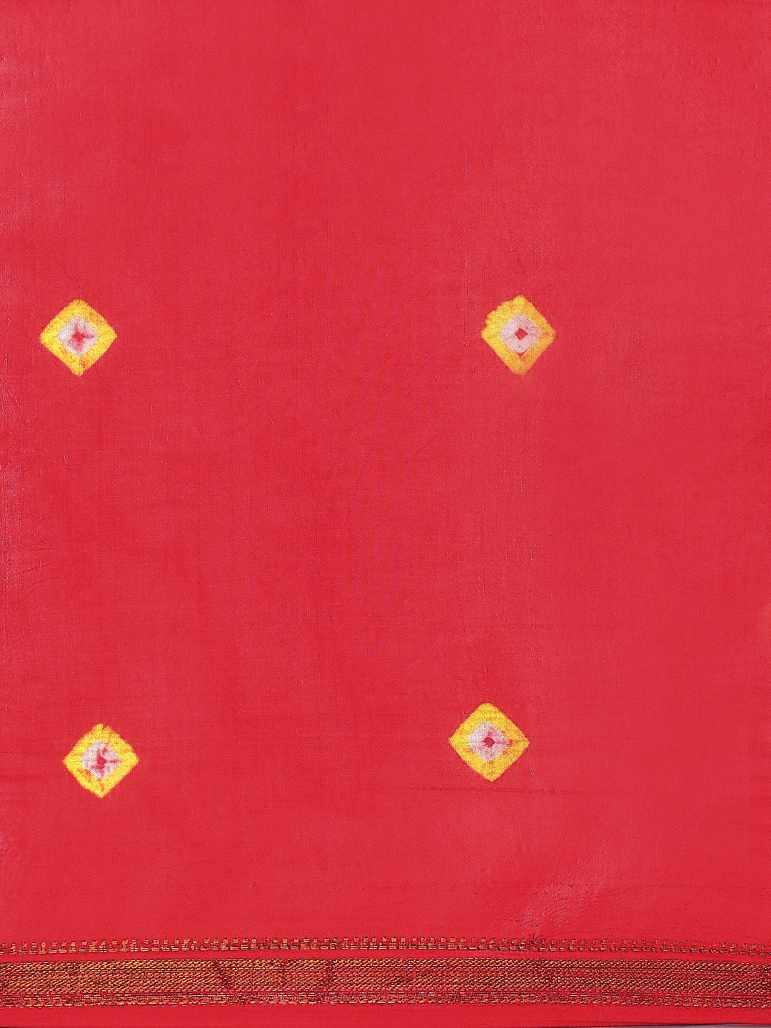 Red Hand-Dyed Bandhani Art Silk Saree