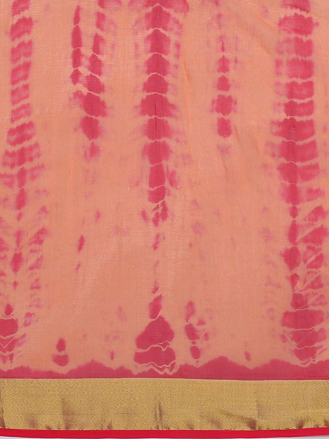 Peach Shibori Print Zari Border Chiffon Saree