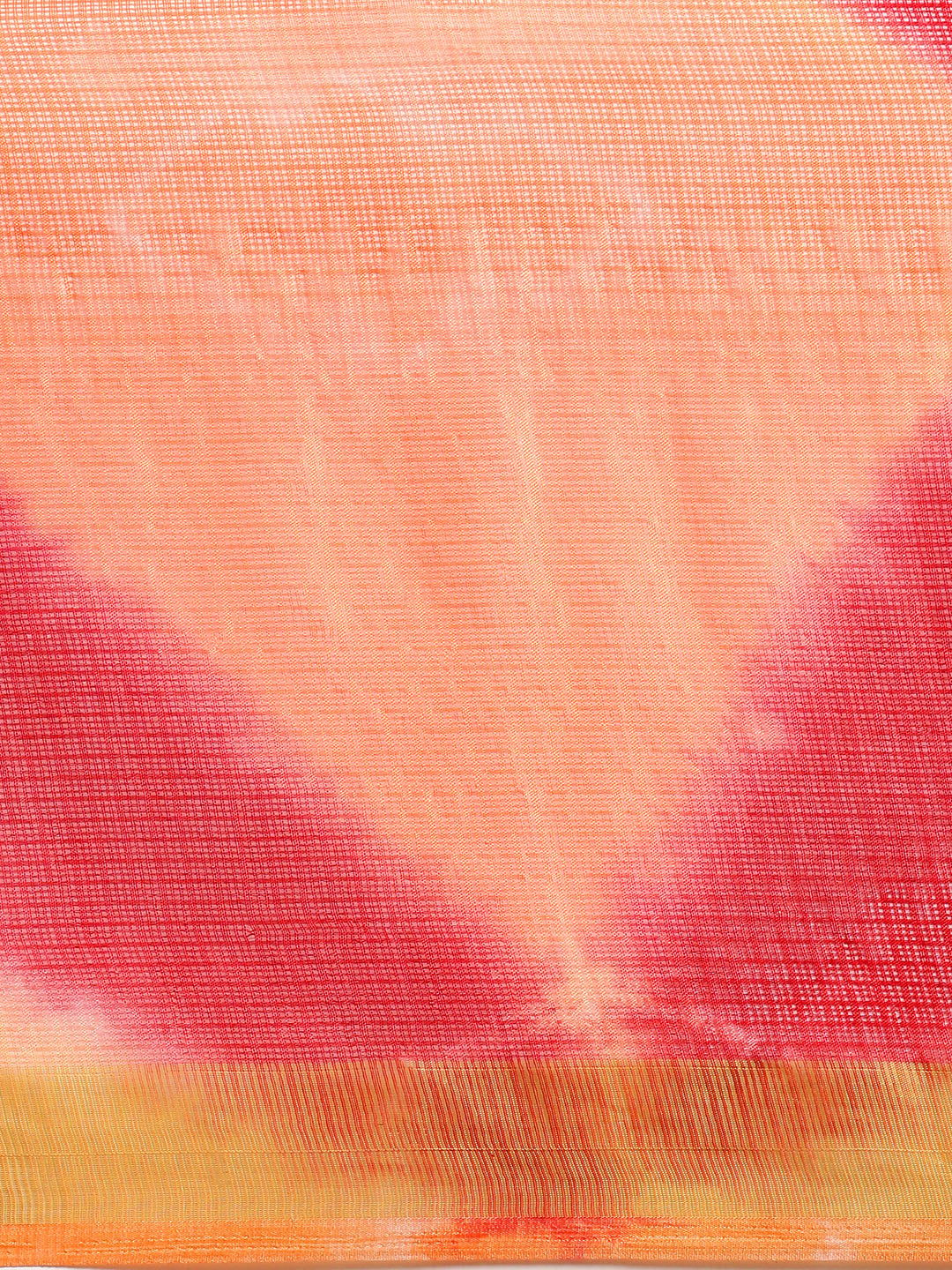 Red Shibori Print Zari Border Kota Doria Silk Saree