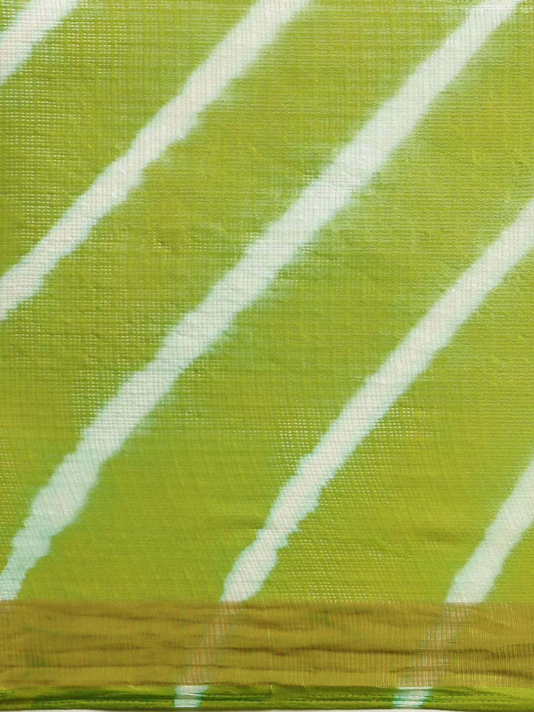 Green Hand Dyed Leheriya Zari Border Kota Doria Silk Saree
