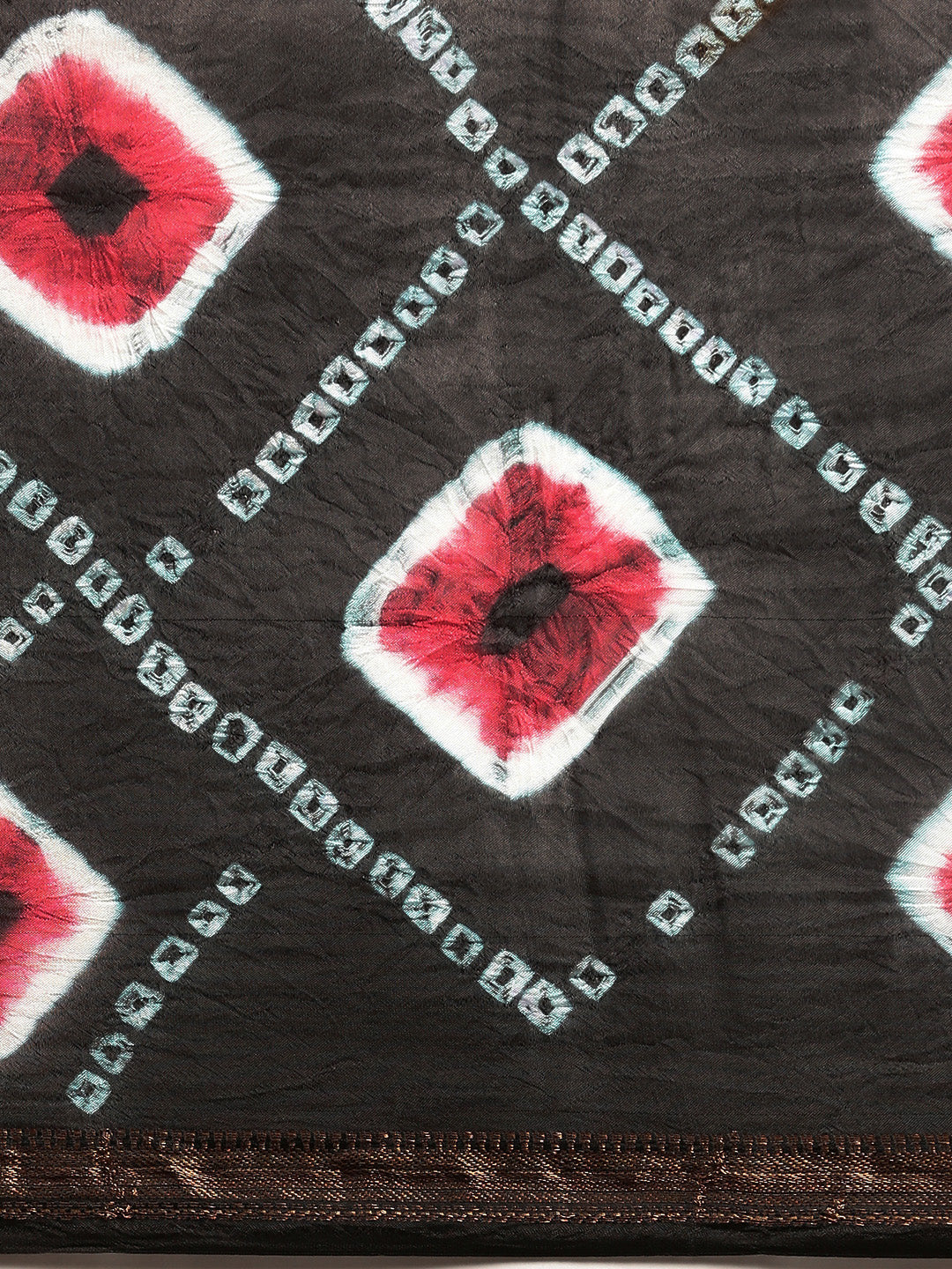 Black Bandhani Art Silk Saree With Border