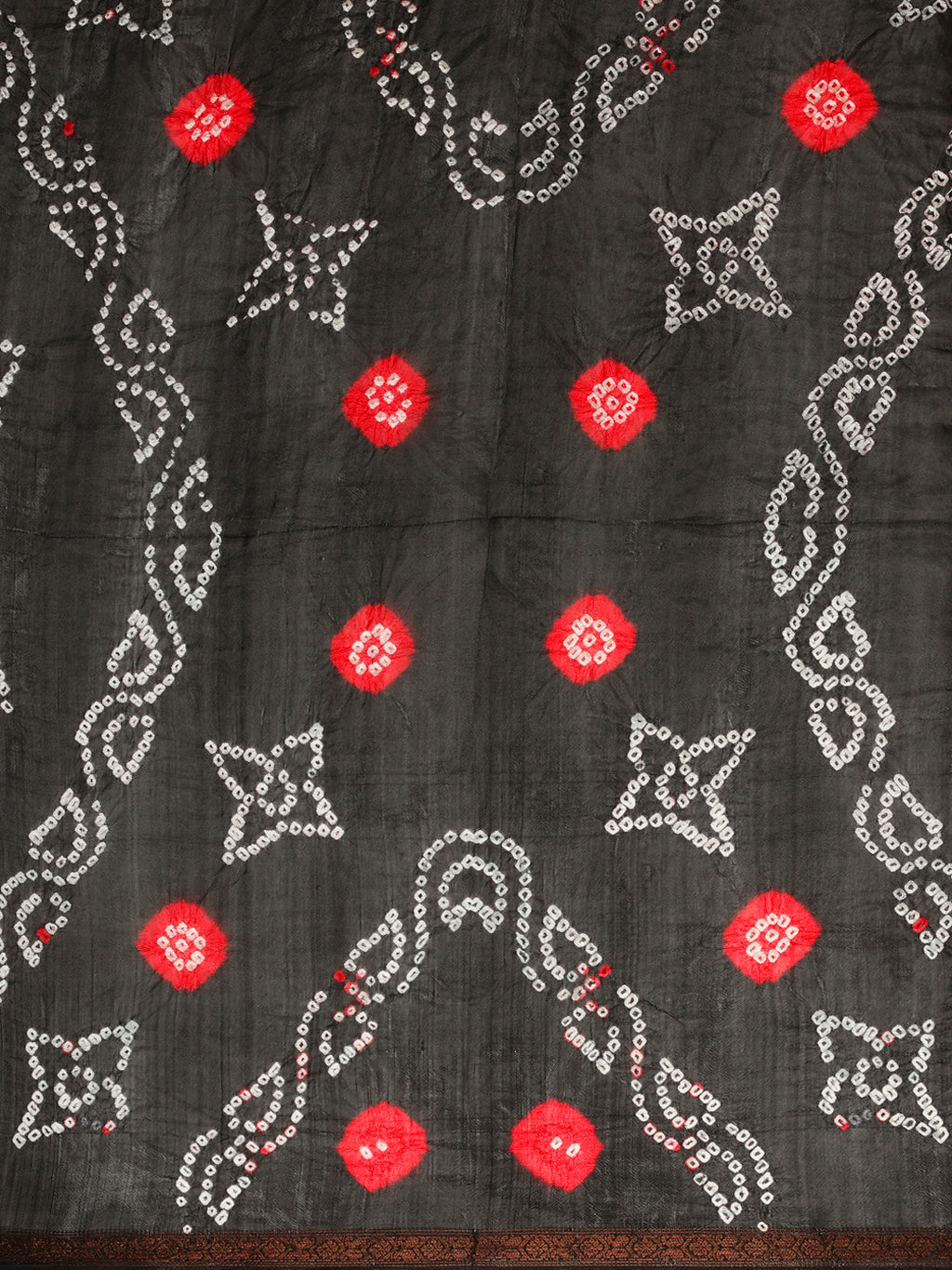 Black Hand Dyed Bandhani Art Silk Saree With Zari Border