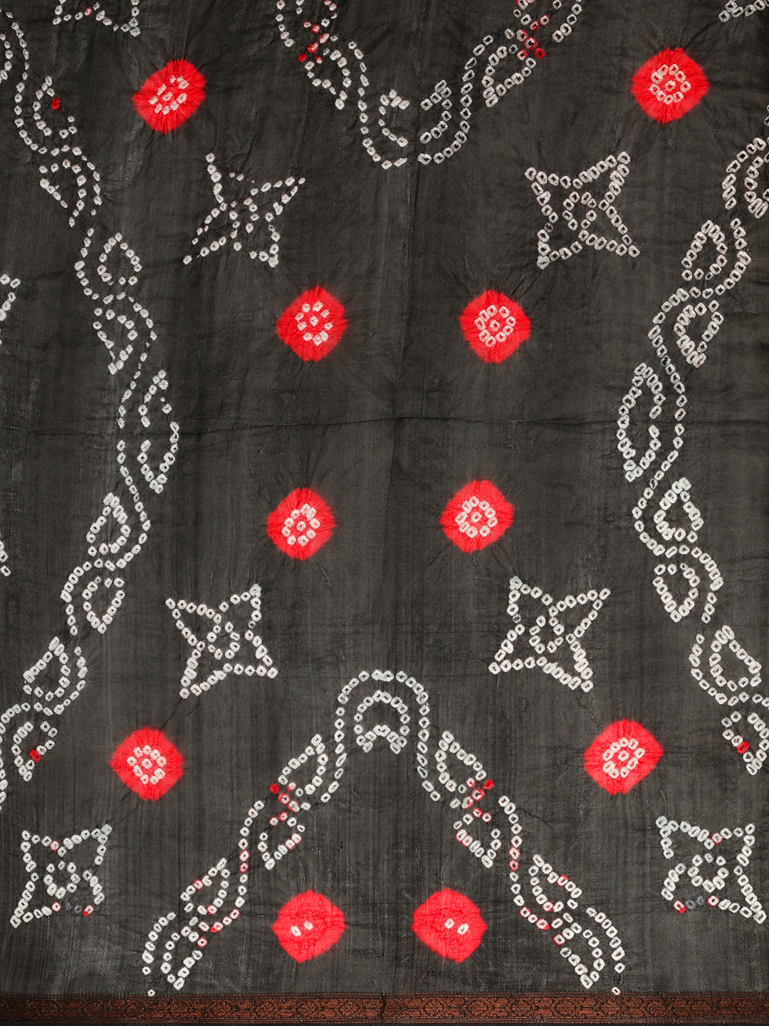 Black Hand Dyed Bandhani Art Silk Saree With Zari Border