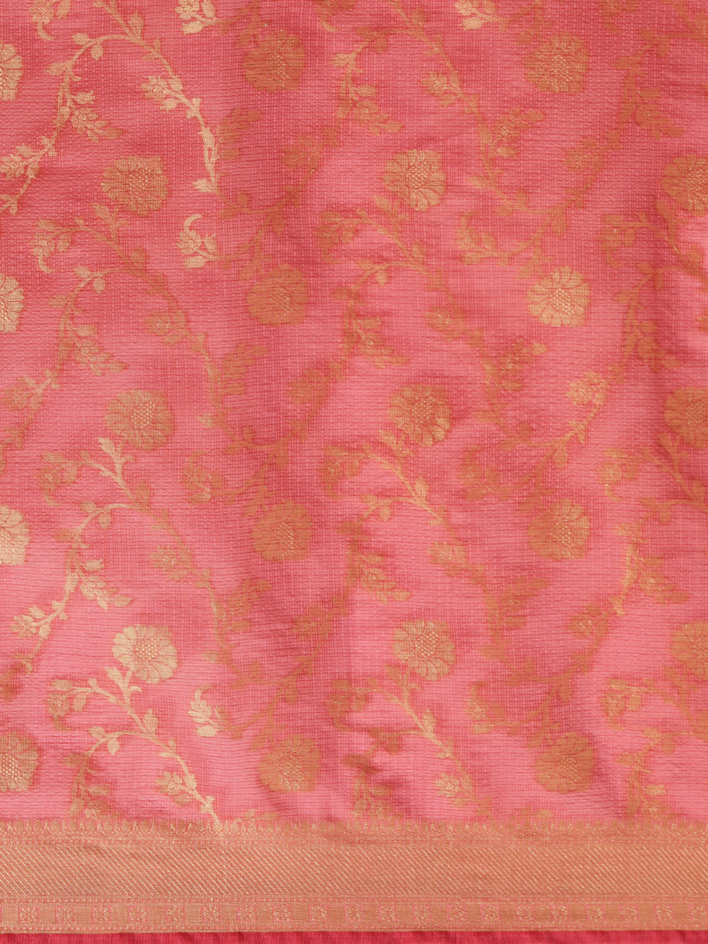 Pink Kota Doria Silk Saree