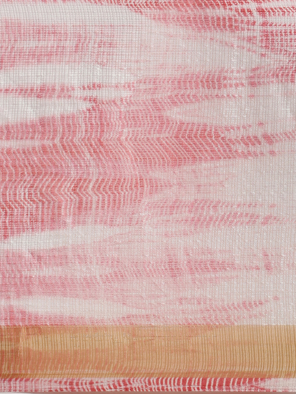 Peach Shibori Print Kota Doria Silk Saree With Zari Border