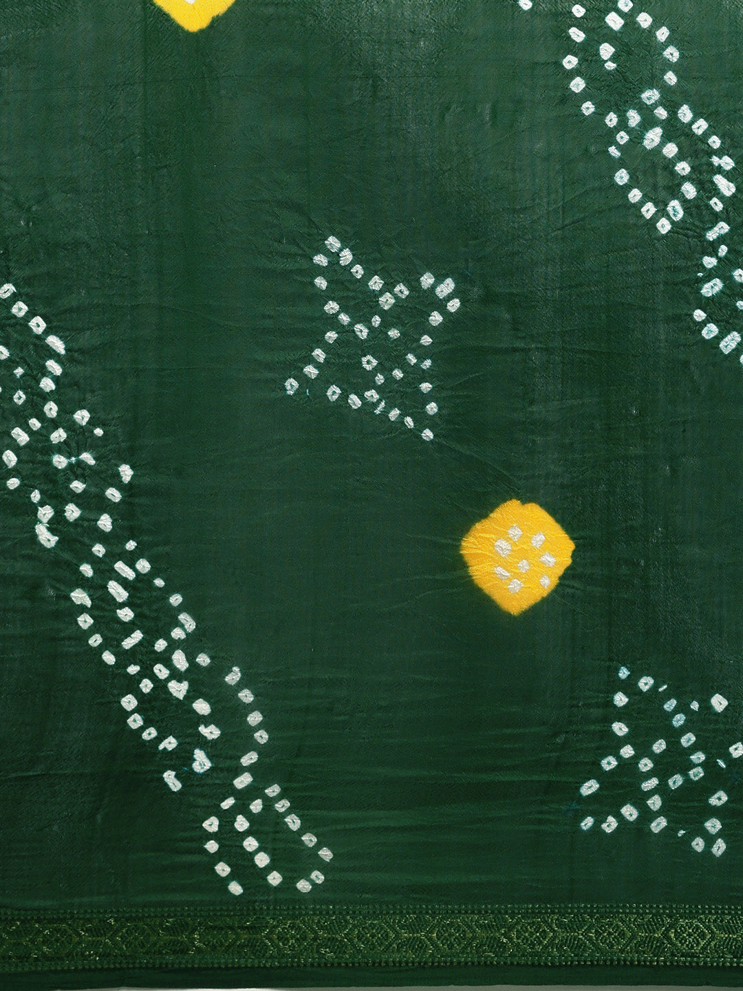 Green Hand Dyed Bandhani Zari Work Art Silk Saree