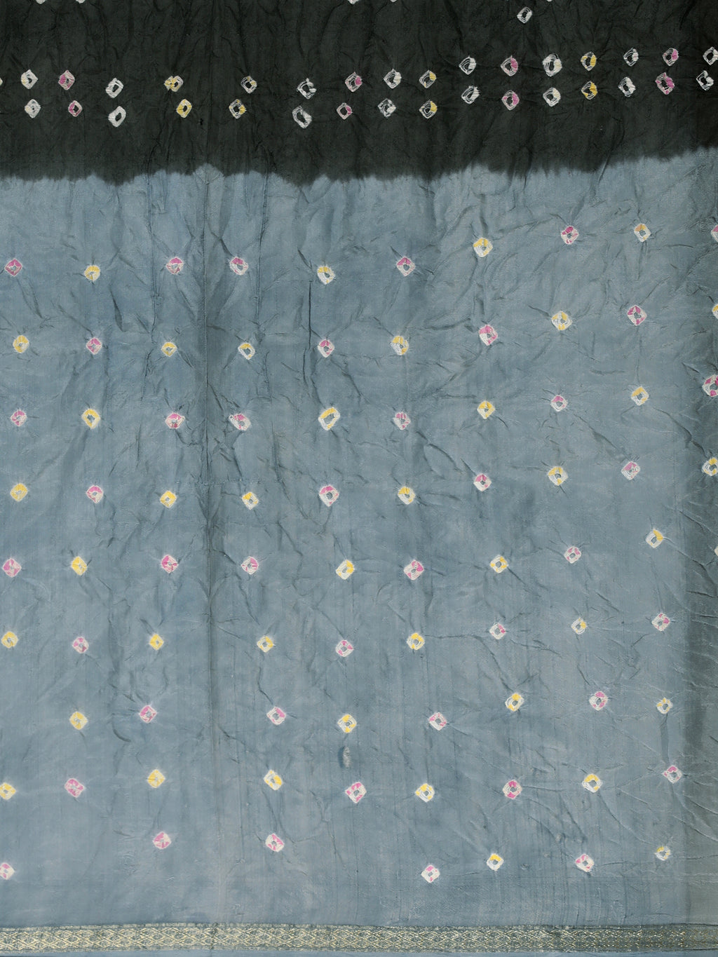 Black Shaded Bandhani Art Silk Saree With Zari Border