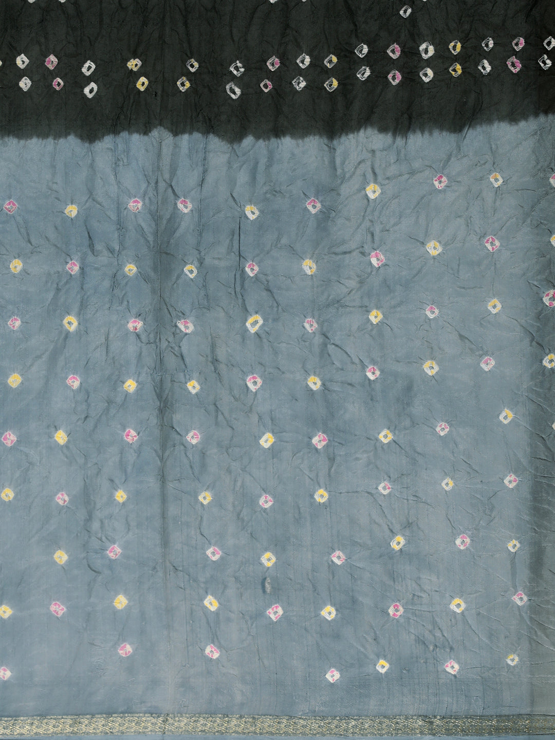 Black Shaded Bandhani Art Silk Saree With Zari Border