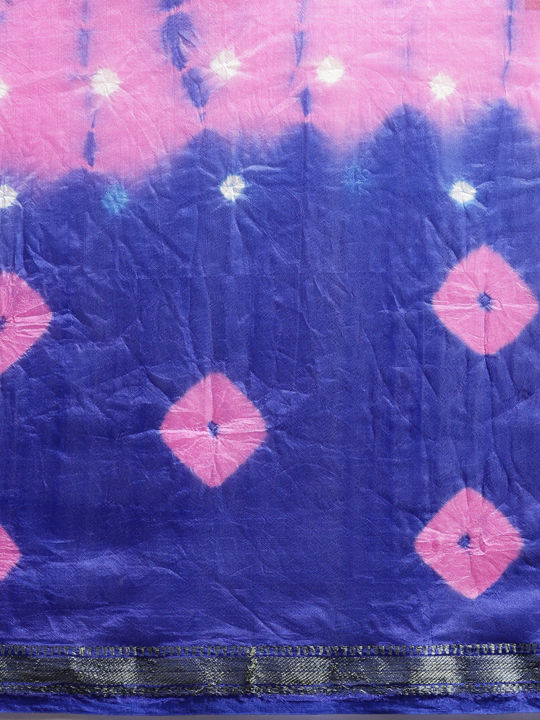 Blue & Pink Bandhani Art Silk Saree