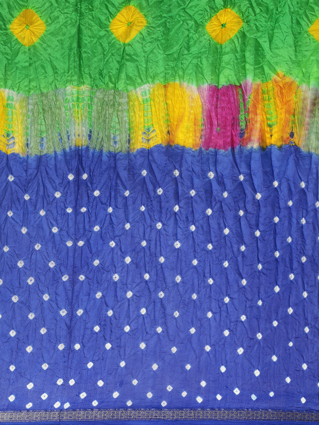 Green Bandhani Zari Border Art Silk Saree